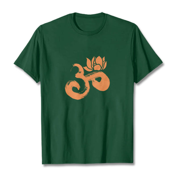 Buddha Stones OM Lotus Flower Cotton Tee T-shirt T-Shirts BS ForestGreen 2XL