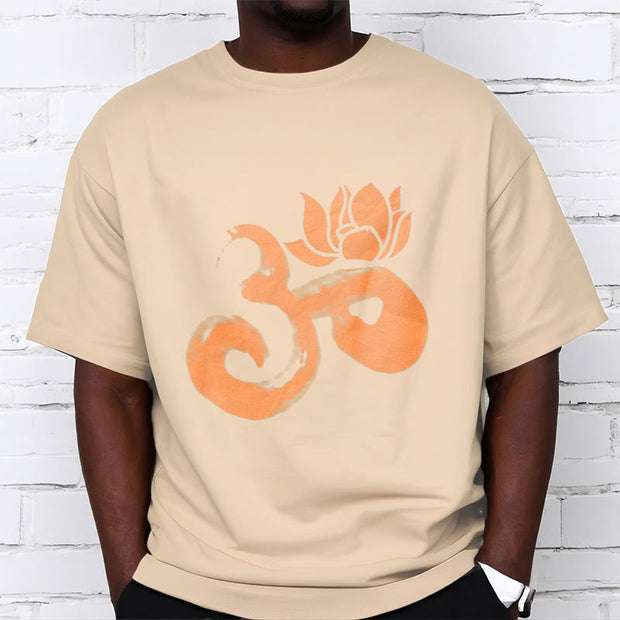 Buddha Stones OM Lotus Flower Cotton Tee T-shirt T-Shirts BS 1