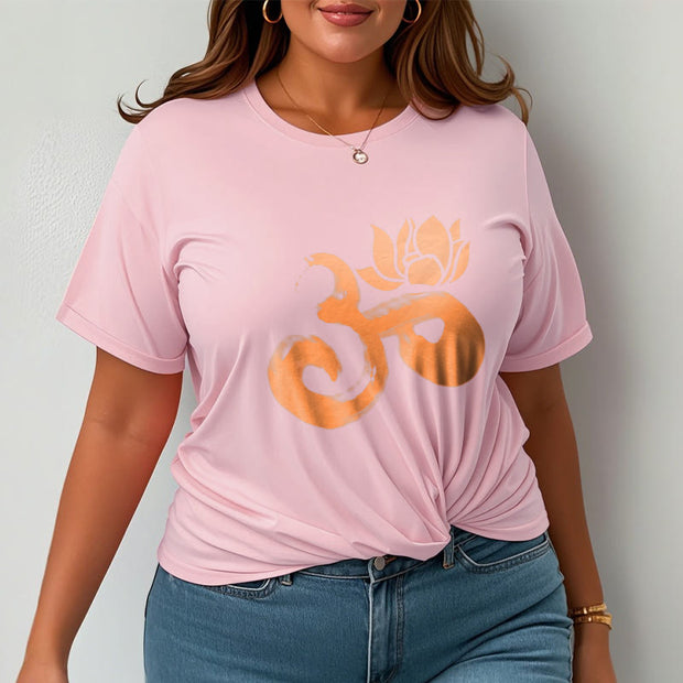 Buddha Stones OM Lotus Flower Cotton Tee T-shirt