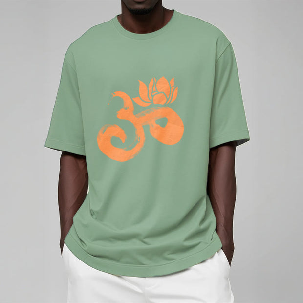 Buddha Stones OM Lotus Flower Cotton Tee T-shirt T-Shirts BS 15