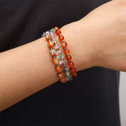 Buddha Stones Fluorite Red Agate Power Triple Wrap Bracelet