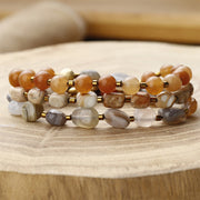 Buddha Stones Red Agate Confidence Triple Wrap Bracelet