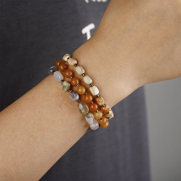 Buddha Stones Red Agate Confidence Triple Wrap Bracelet