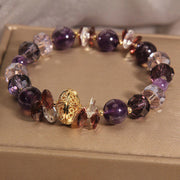 Buddha Stones Amethyst Red Crystal White Crystal Pumpkin Inner Peace And Healing Bracelet Bracelet BS Amethyst(Wrist Circumference: 14-16cm)