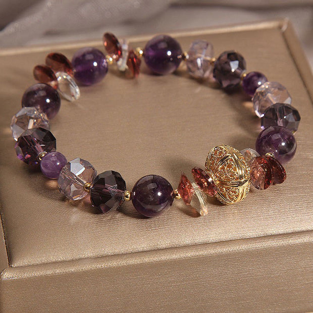 Buddha Stones Amethyst Pumpkin Inner Peace And Healing Bracelet