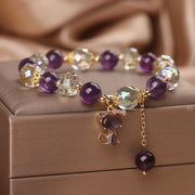 Buddha Stones Amethyst White Crystal Fox Meditation Bracelet