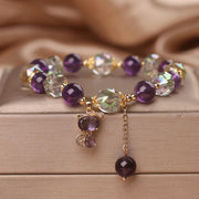 Buddha Stones Amethyst White Crystal Fox Meditation Bracelet