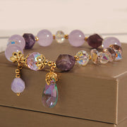 Buddha Stones Amethyst White Crystal Drop Meditation Bracelet