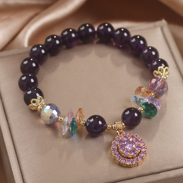 Buddha Stones Amethyst Green Crystal Citrine White Crystal Spiritual Awareness Bracelet Bracelet BS 4