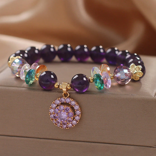 Buddha Stones Amethyst Green Crystal Citrine White Crystal Spiritual Awareness Bracelet Bracelet BS 9