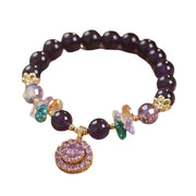 Buddha Stones Amethyst Green Crystal Spiritual Awareness Bracelet