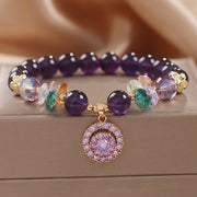 Buddha Stones Amethyst Green Crystal Citrine White Crystal Spiritual Awareness Bracelet