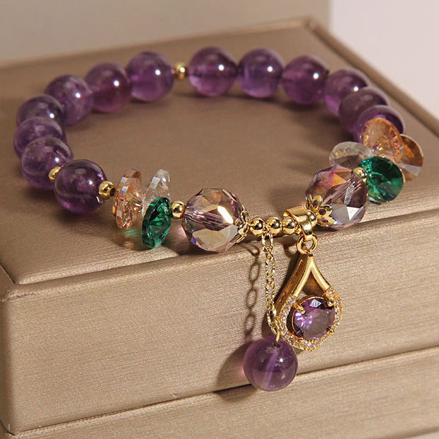 FREE Today: Relieves Stress Amethyst Green Crystal Citrine White Crystal Bracelet