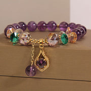 Buddha Stones Amethyst Green Crystal Citrine White Crystal Spiritual Awareness Bracelet