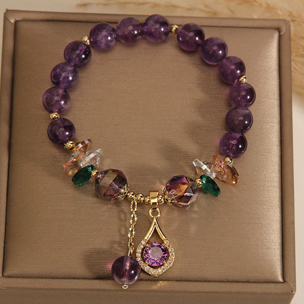 Buddha Stones Amethyst Green Crystal Citrine White Crystal Spiritual Awareness Bracelet Bracelet BS 2