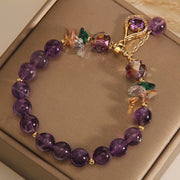 Buddha Stones Amethyst Green Crystal Citrine White Crystal Spiritual Awareness Bracelet