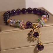 Buddha Stones Amethyst Green Crystal Citrine White Crystal Sunflower Spiritual Awareness Bracelet Bracelet BS 3