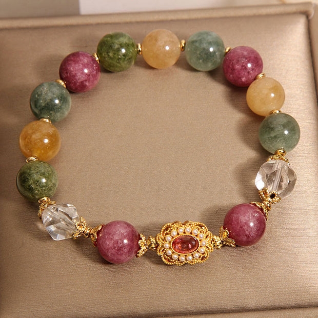 FREE Today: Love Wisdom Tourmaline Pearl Pink Crystal White Crystal Bracelet