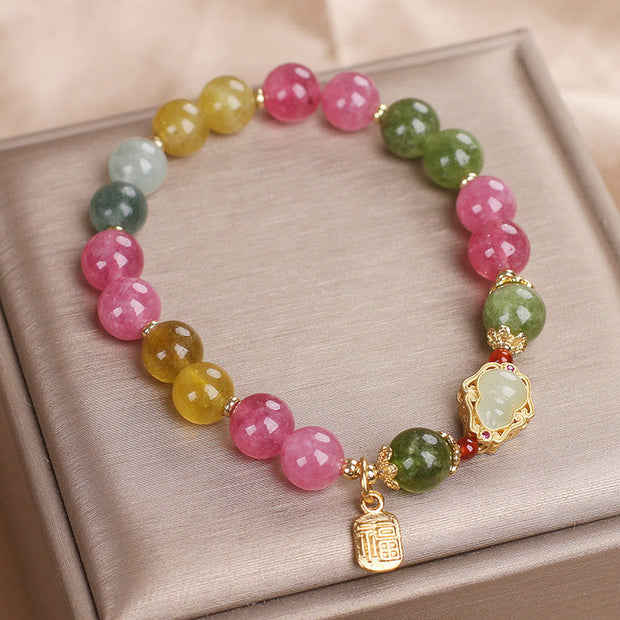 Buddha Stones Tourmaline Fu Character Love Bracelet Bracelet BS 8