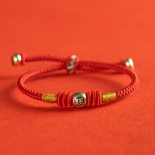 Buddha Stones Red String Chinese Characters Protection Bracelet