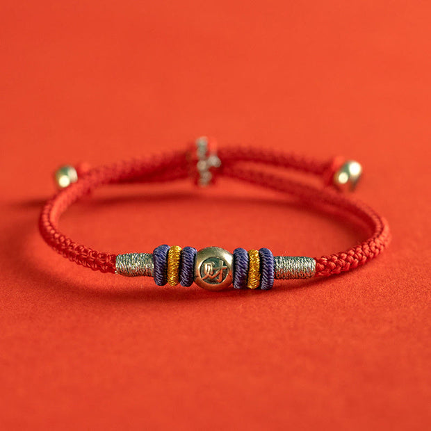 Buddha Stones Red String Chinese Characters Protection Bracelet