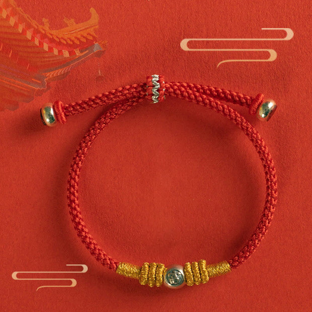 Buddha Stones Red String Chinese Characters Protection Bracelet Bracelet BS 20