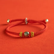 Buddha Stones Red String Chinese Characters Protection Bracelet Bracelet BS 925 Sterling Silver-Fa 18-19cm