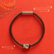 Buddha Stones Red String Black String 925 Sterling Silver Fu Character Faith Bracelet