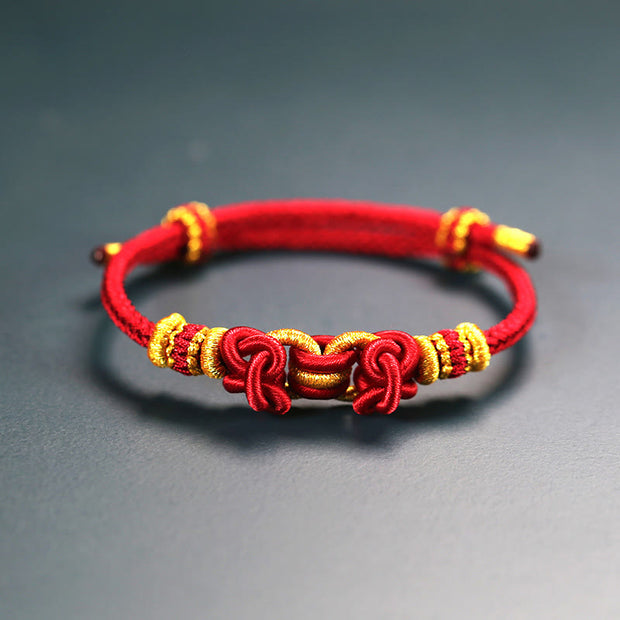 Buddha Stones Red String Saddle Knot Strength Bracelet Bracelet BS Red