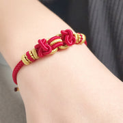 Buddha Stones Red String Saddle Knot Strength Bracelet