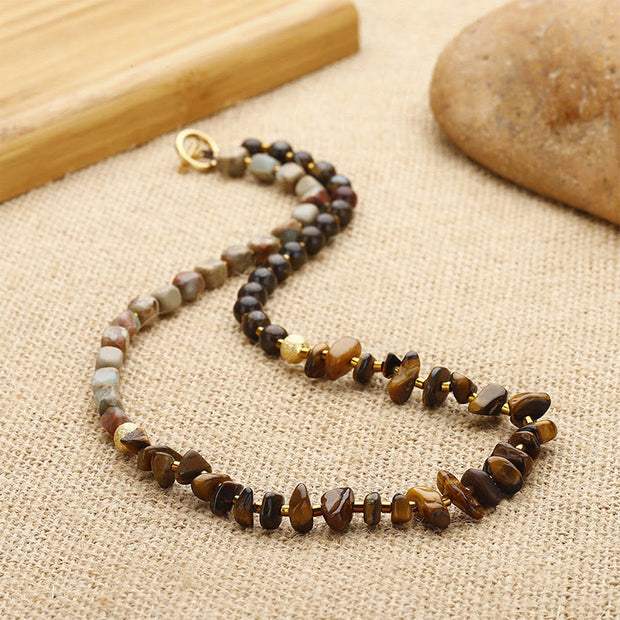 Buddha Stones Bronzite Emperor Stone Tiger Eye Determination Triple Wrap Bracelet Bracelet BS 2