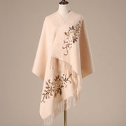 Buddha Stones Wool Shawl Begonia Embroidery Tassel Winter Cozy Travel Scarf Wrap (Extra 30% Off | USE CODE: FS30) - PeachPuff - 200*60cm - image 7