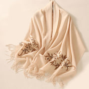 Buddha Stones Wool Shawl Begonia Embroidery Tassel Winter Cozy Travel Scarf Wrap (Extra 30% Off | USE CODE: FS30) - image 9