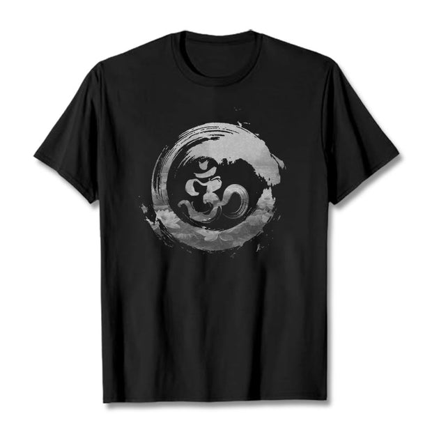 Buddha Stones Om Lotus Cotton Tee T-shirt T-Shirts BS Black 2XL