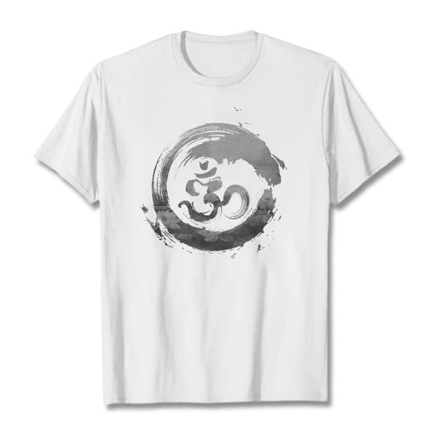 Buddha Stones Om Lotus Cotton Tee T-shirt T-Shirts BS White 2XL