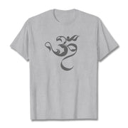 Buddha Stones Om Figure Design Cotton Tee T-shirt T-Shirts BS LightGrey 2XL