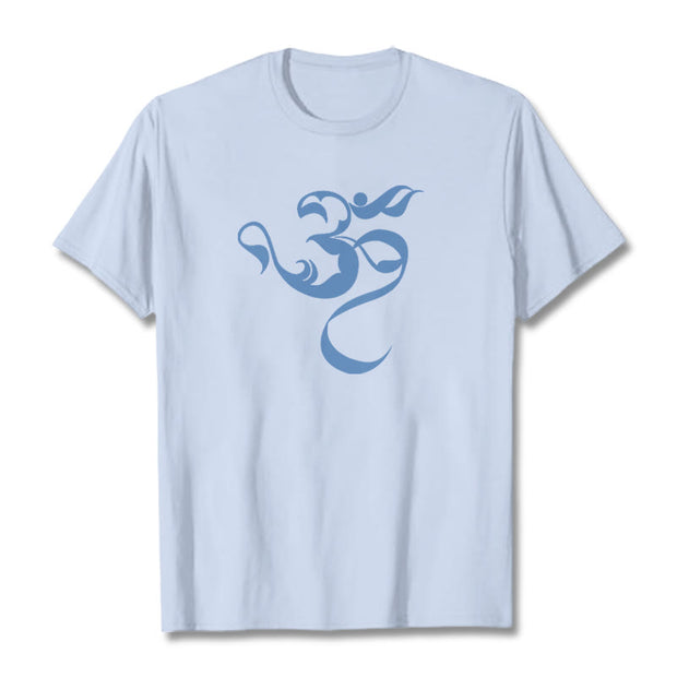 Buddha Stones Om Figure Design Cotton Tee T-shirt