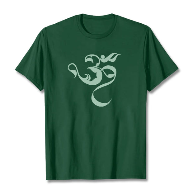 Buddha Stones Om Figure Design Cotton Tee T-shirt T-Shirts BS ForestGreen 2XL