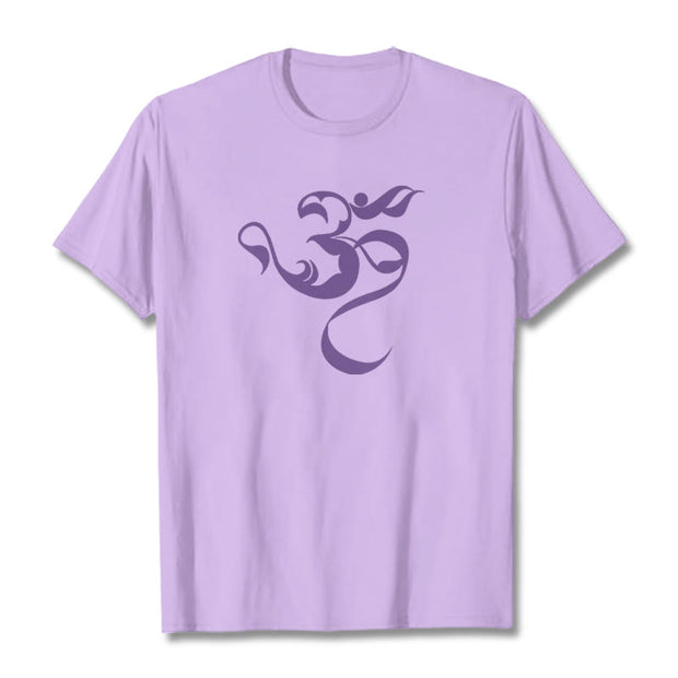 Buddha Stones Om Figure Design Cotton Tee T-shirt T-Shirts BS Plum 2XL