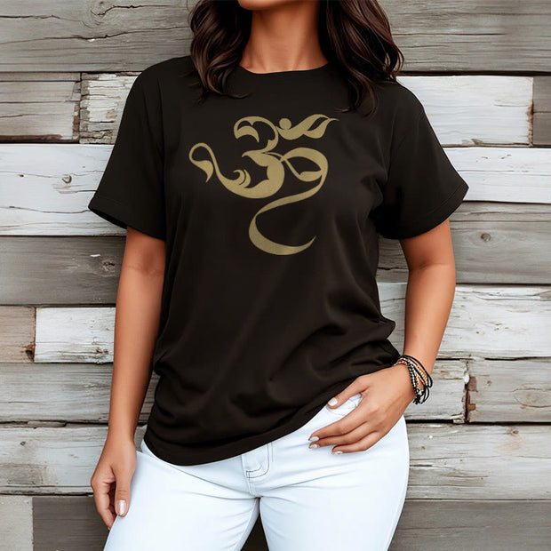 Buddha Stones Om Figure Design Cotton Tee T-shirt