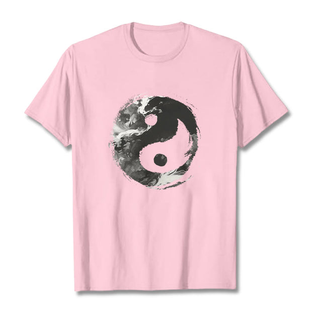 Buddha Stones Yin Yang Cotton Tee T-shirt T-Shirts BS LightPink 2XL