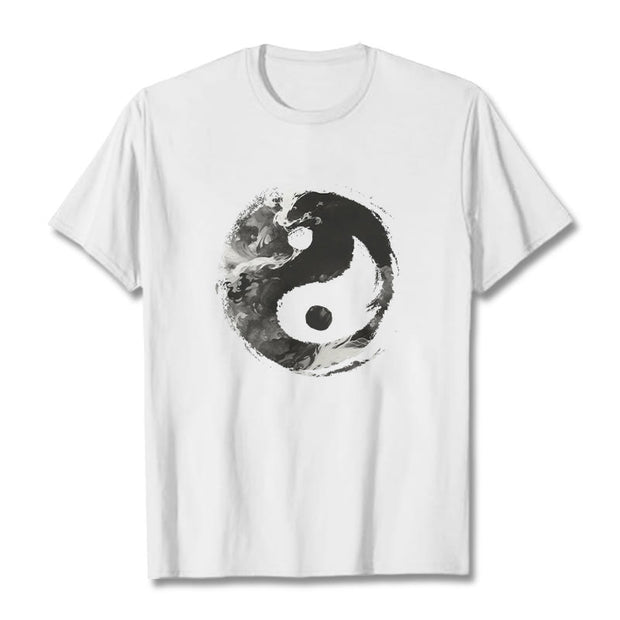 Buddha Stones Yin Yang Cotton Tee T-shirt T-Shirts BS White 2XL