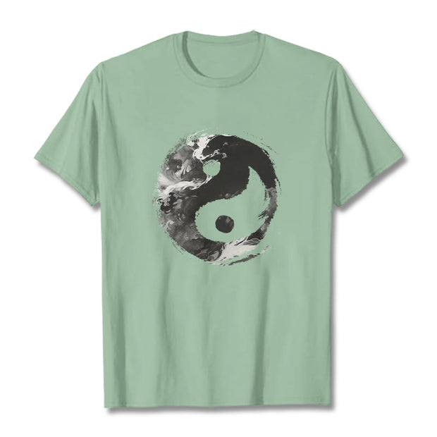 Buddha Stones Yin Yang Cotton Tee T-shirt T-Shirts BS PaleGreen 2XL