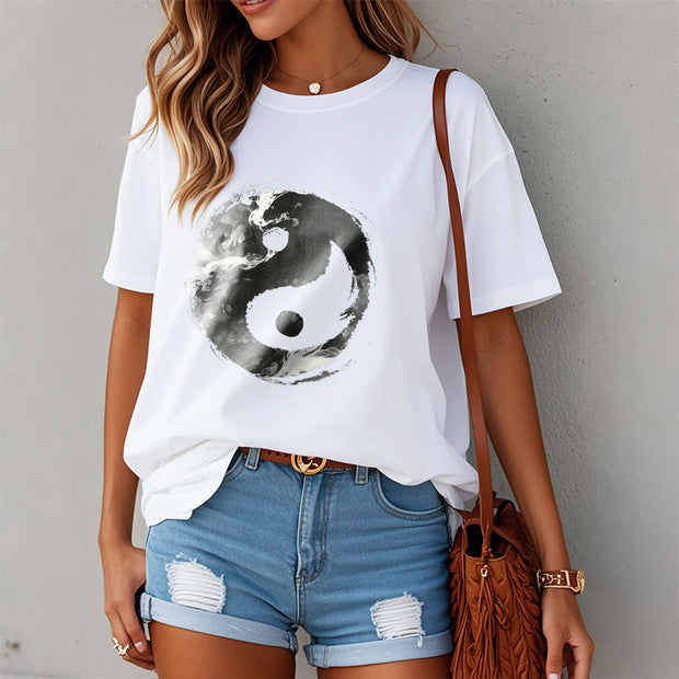 Buddha Stones Yin Yang Cotton Tee T-shirt T-Shirts BS 1