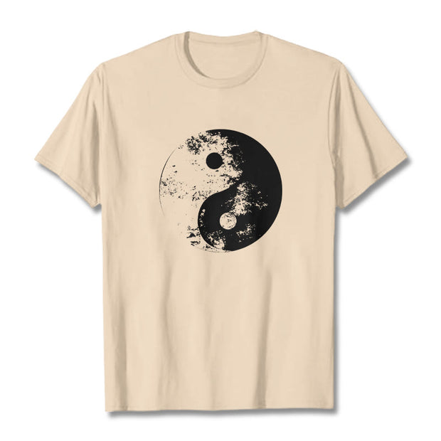 Buddha Stones Yin Yang Tai Chi Pattern Cotton Tee T-shirt T-Shirts BS Bisque 2XL