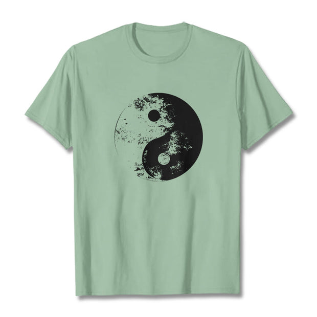 Buddha Stones Yin Yang Tai Chi Pattern Cotton Tee T-shirt T-Shirts BS PaleGreen 2XL