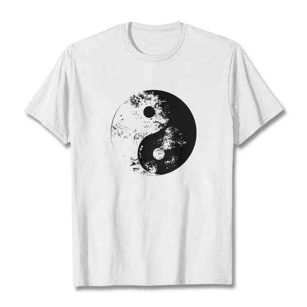 Buddha Stones Yin Yang Tai Chi Pattern Cotton Tee T-shirt T-Shirts BS White 2XL