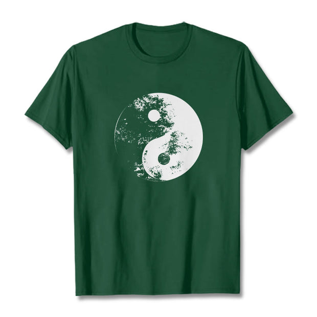 Buddha Stones Yin Yang Tai Chi Pattern Cotton Tee T-shirt