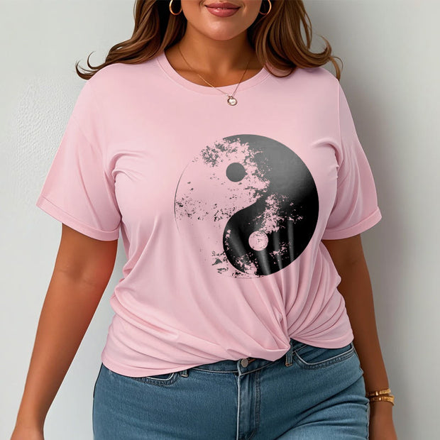 Buddha Stones Yin Yang Tai Chi Pattern Cotton Tee T-shirt T-Shirts BS 19