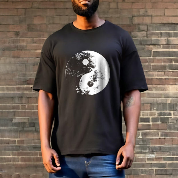 Buddha Stones Yin Yang Tai Chi Pattern Cotton Tee T-shirt